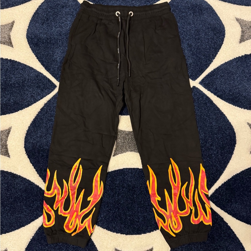 Palm Angels Black Flames Sweatpants Size Large